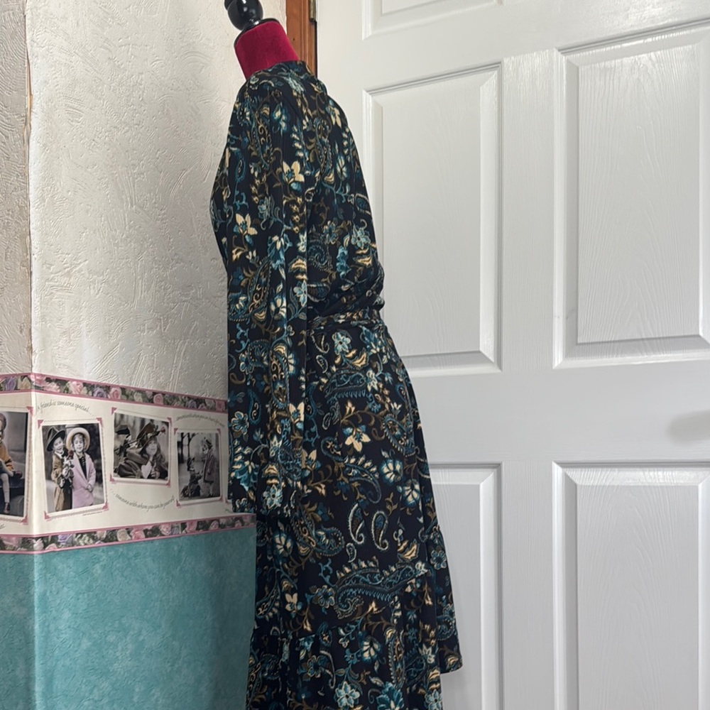 Emma & Michele Blue Long Sleeve Wrap Dress - Picture 4 of 7